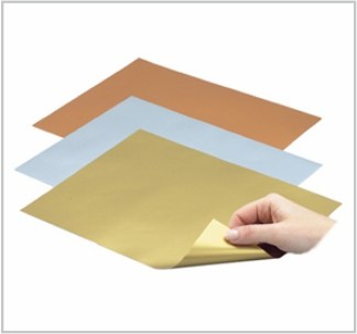 Foil-laminated and coated paper sheets